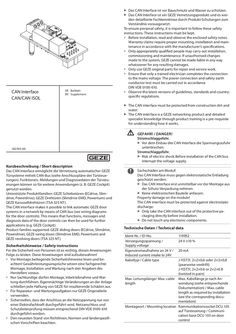 Supplementary sheet CAN interface