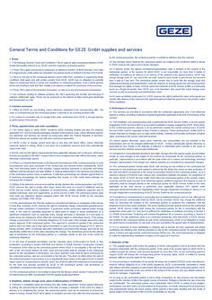 General terms and conditions for deliveries and services of GEZE GmbH