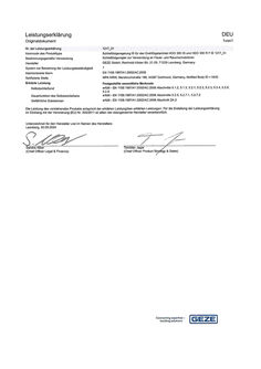 Declaration of Performance (DoP): Schließfolgeregelung IS für den Drehflügelantrieb HDO 300 IS und Slimdrive HDO 300 R F IS