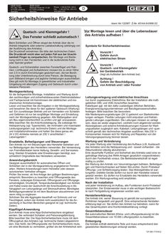 Supplementary sheet safety note drives