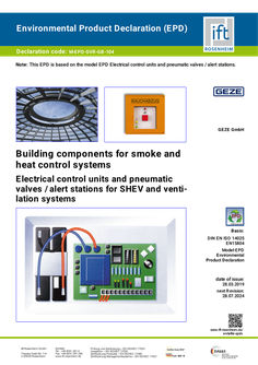 Product declaration EPD Certificate of electrical control centres for smoke and heat extraction system and ventilation systems
