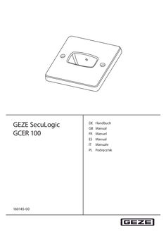 User manual GEZE SecuLogic GCER 100