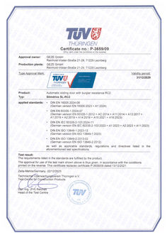 TÜV certificate P-3659/09 Slimdrive SL- RC 2