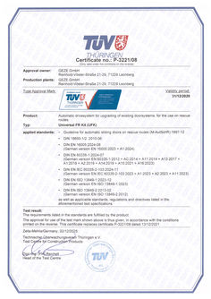 TÜV Certificate Universal FR-Kit