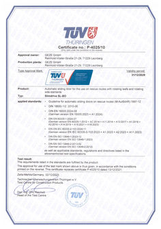 TÜV certificate P- 4025/10 Slimdrive SL- BO