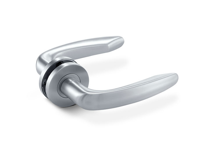 GEZE Handle LH 105 round Stainless steel 304 tubular design lever handle with round rose (Set)   with spindle, escutcheon (round) for euro profile cylinder and mounting accessories