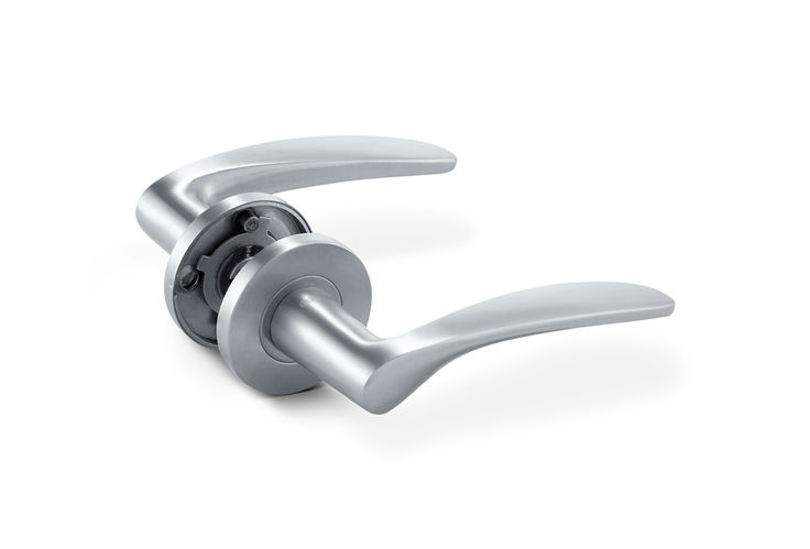 GEZE Handle LH 302 round Stainless steel 304 solid design lever handle with round rose (Set) with spindle, escutcheon (round) for euro profile cylinder and mounting accessories