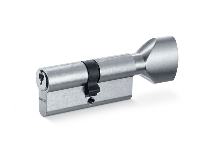 GEZE Cylinder EPC K/T big knob European profile double turn cylinder with big knob with M5 fixing screw (70 mm) and 3 keys
