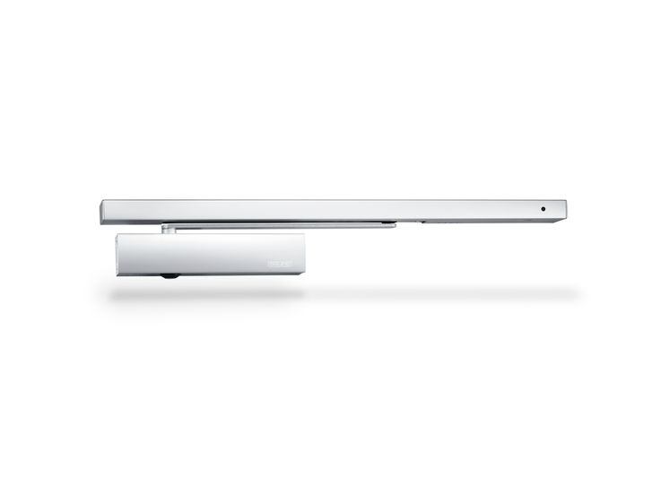Product shot (46026) - Overhead door closer for 1-leaf doors with electromechanical hold-open device and smoke switch, standard installation on door leaf/opposite hinge side